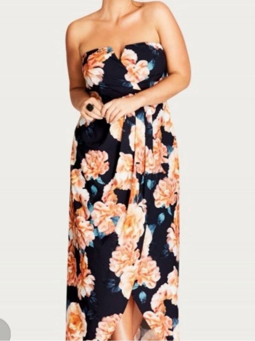 City Chic Tulip Time Strapless Floral Maxi Dress - 18